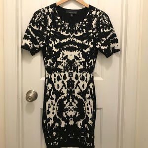 Fitted black and white mini dress